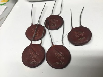   200J N1500 5KV Erie Disc Capacitors NOS NEW Lot of 5 With Nice Long Shiny Lead