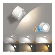 Battery Operated Wall Light, LED Lamp with 360°Adjustable Lighting Indoor Lig...