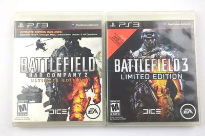 Battlefield Bad Company 2 Ultimate Ed + Battlefield 3 Limited Ed PS3 Lot Bundle