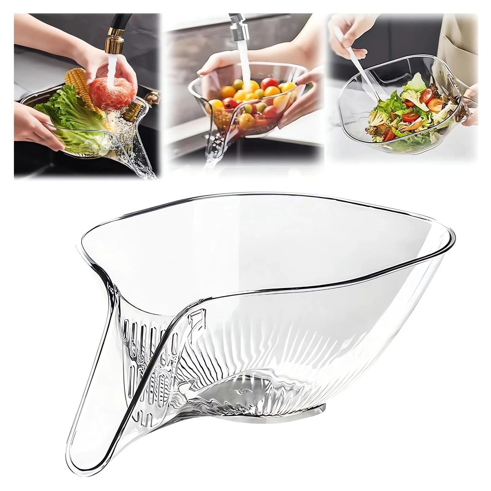 Multi-functional Drain Basket - 2024 New Fruit Cleaning Bowl with Strainer Co...