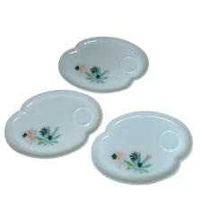 Atomic Flower Milk Glass Plates Federal Set 3
