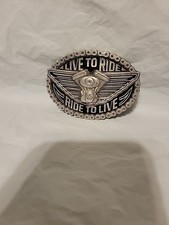 2004 American Biker Belt Buckle Live To Ride Ride To Live Metal Preowned