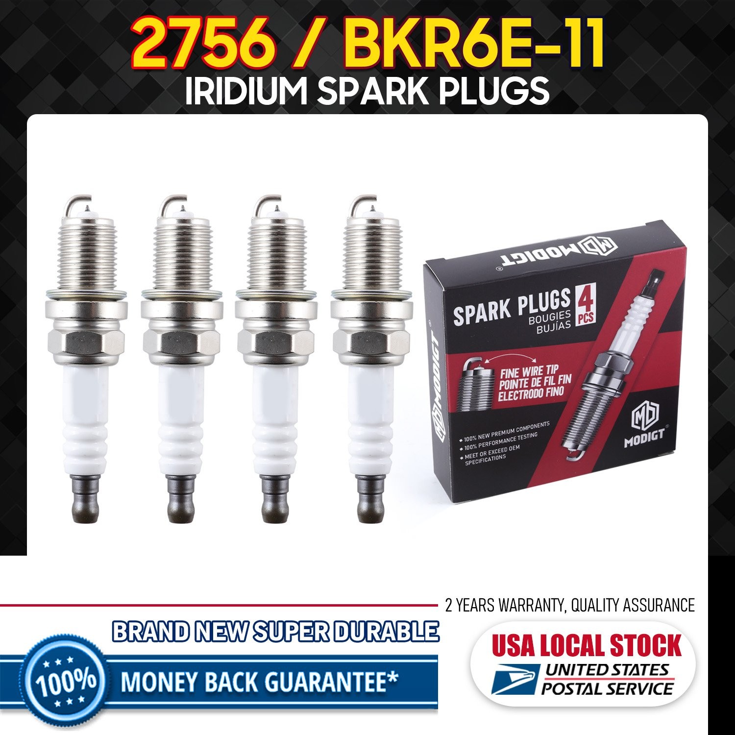 4Pcs For NGK 2756 BKR6E-11 MODIGT Spark Plugs for SP406 RC9YCN4 RC9YC5 RC9YC4