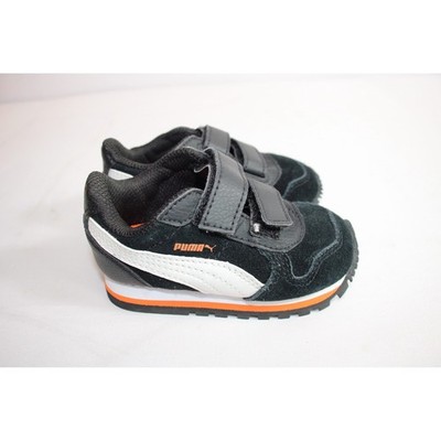 PUMA Toddler Sneakers Black Orange Trim Hook and Loop Closure Athletic Shoes