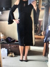 Coast Black Cold Shoulder fitted evening Dress Size 10