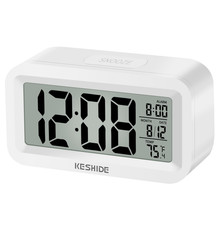 Digital Alarm Table Clock AAA Battery Operated Temp Snooze Display Travel Size
