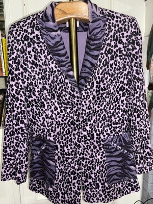 ALBERTO MAKALI PURPLE LEOPARD WOMENS SUIT COAT JACKET SIZE 14