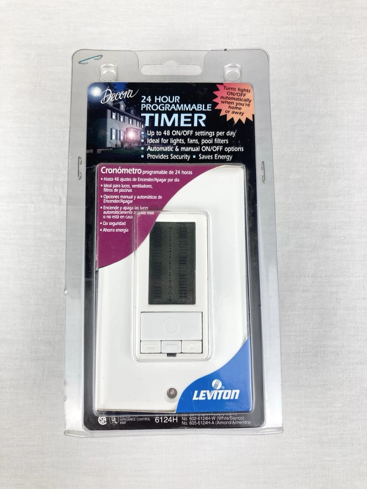 LEVITON DECORA 6124H 24 HOUR PROGRAMMABLE TIMER WHITE NEW SEALED!