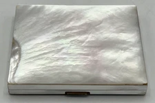 Vintage Abolone Mother Of Pearl Powder Compact 3" x 2 1/2"