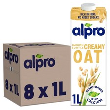 8 x 1L Alpro Smooth Subtle Creamy Oat Drink Plant-Based With Calcium