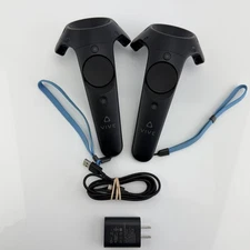 Pair HTC Vive Virtual Reality VR 2PR7100 Controller Wands w/ Power Adapter