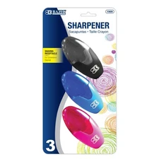 BAZIC Xtreme Oval Sharpener w/ Receptacle (3/Pack),Pencil Sharpeners