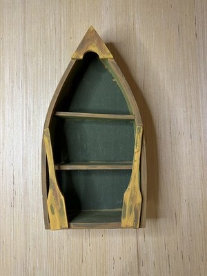 Hand Made ROWBOAT Knick-Knack Display Shelf (8  X 16-1/2 x3 ) Cabin Lake House