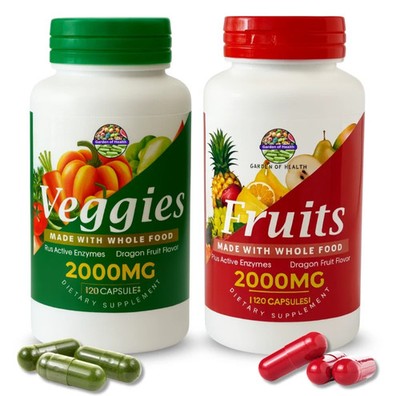 Garden Of Health Fruits & Veggies 2000mg Enzymes Whole Food Supplement 240 Cap&
