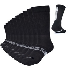 STARTER Men's Half Cushion Crew Socks 10 Pack Black Multicolor, 6-12 Black