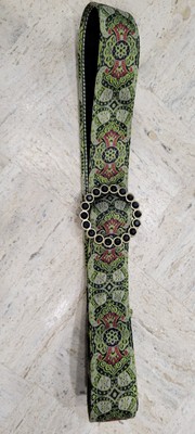 VTG BOHO Brass Jewel  Belt buckle ,adjustable, 44'', RETRO, velvet, embroidery