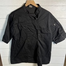 Chef Code Short Sleeve Chef Coat Jacket Mens Medium Black Double Breasted Unifor