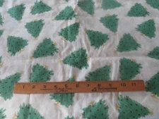 1 yard  x 44" Quilt Sewing Fabric Christmas Trees White Oakhurst Textiles