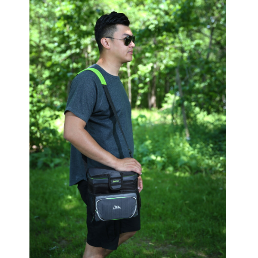 Lunch Box 9 Can Zipperless Soft Sided Cooler with Hard Liner Grey and Green eBay