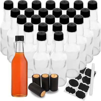 5oz / 150ml Hot Sauce Bottles Glass Bottle Clear Oil Bottle for Kitchen- 25 Pack