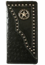 Star Mens Wallet Western Bifold Check Book Style W011-1 Black