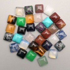100pcs 10mm Natural Mixed Stone Square CAB CABOCHON Stone Beads for Jewelry