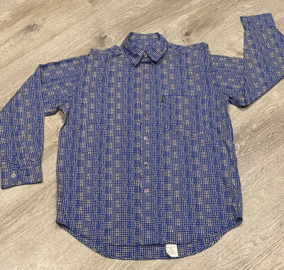 Moschino Mens Shirt Small Blue All Over Print Long Sleeve Vintage Y2K