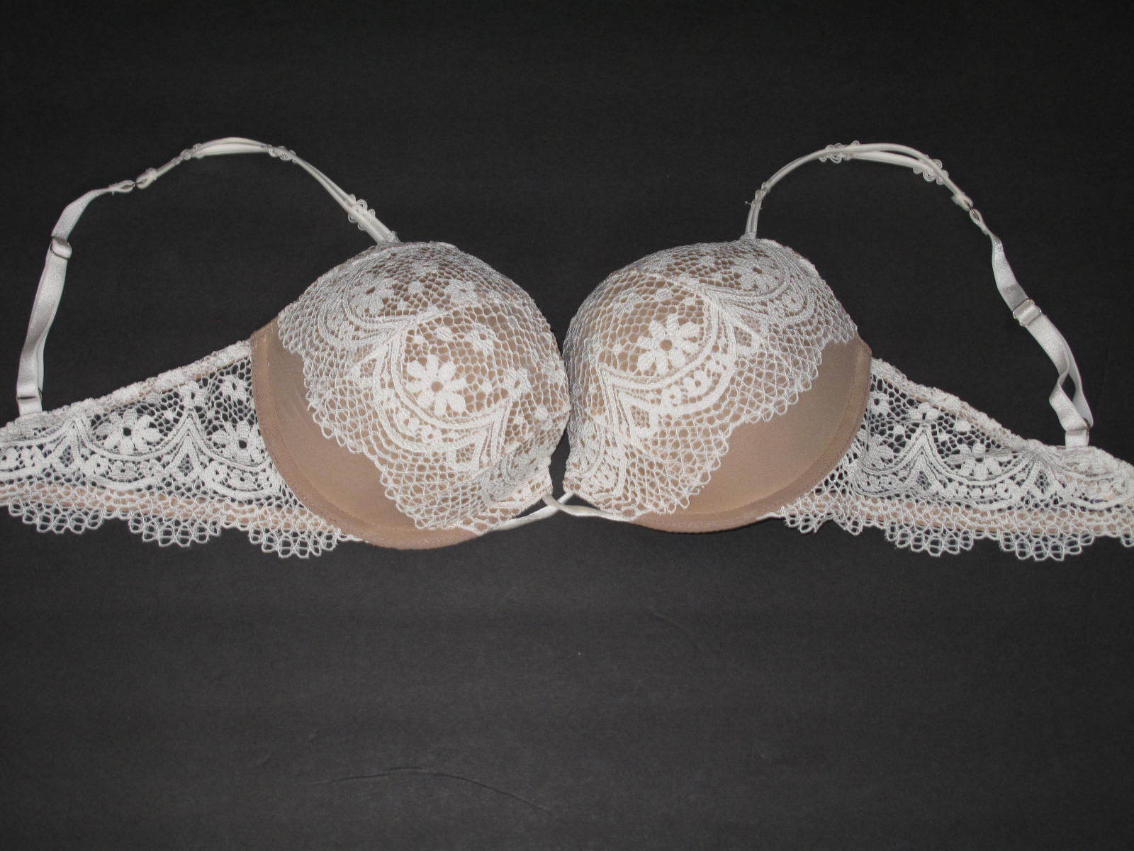 VICTORIA'S SECRET VERY SEXY BEIGE COCONUT CROCHET LACE BRA + SLIP SET U Pick image 2