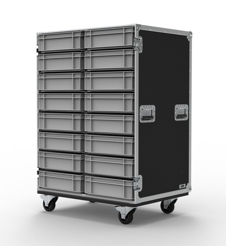 Eurocontainer Flightcase mit 16 Schubladen doppelter Breite - Universal Aufbewahrungs-/Werkzeugkoffer - Bild 3 von 8