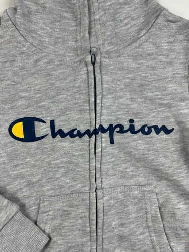 Sudadera con capucha Champion gris cremallera logotipo frontal talla 5 - Imagen 2 de 5