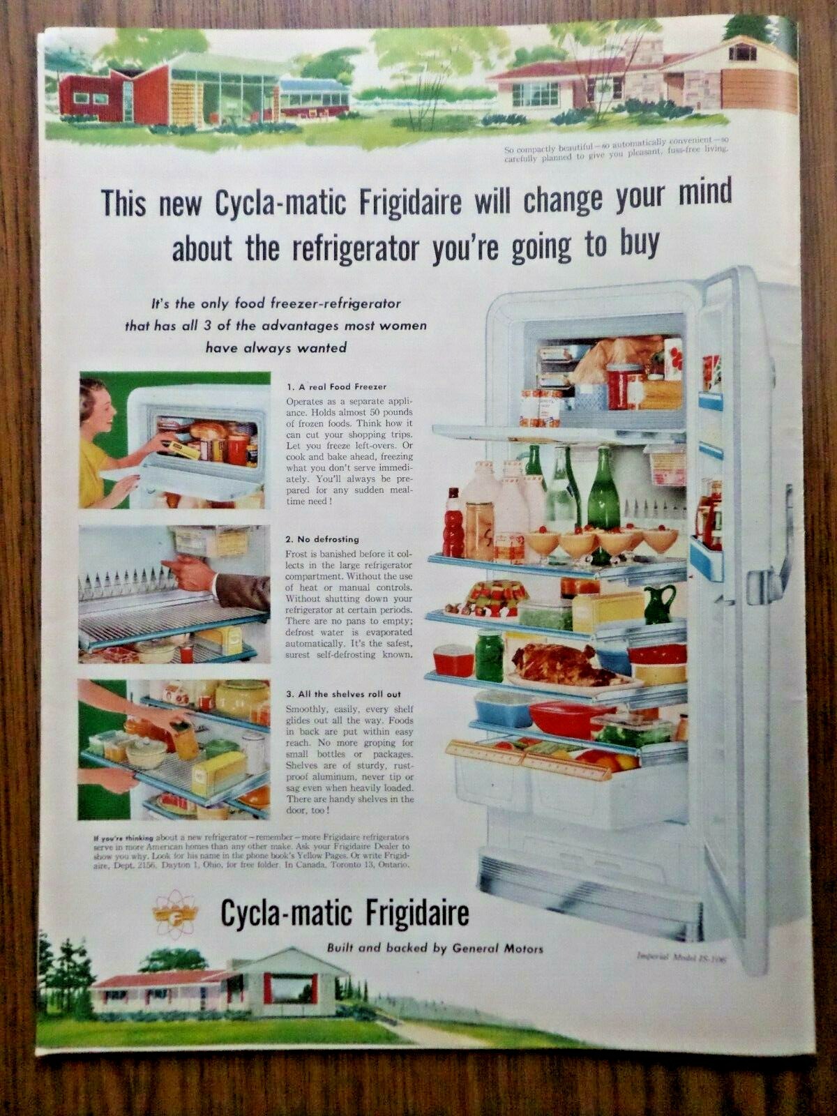 1953 Cycla-Matic Frigidaire Freezer-Refrigerator Ad
