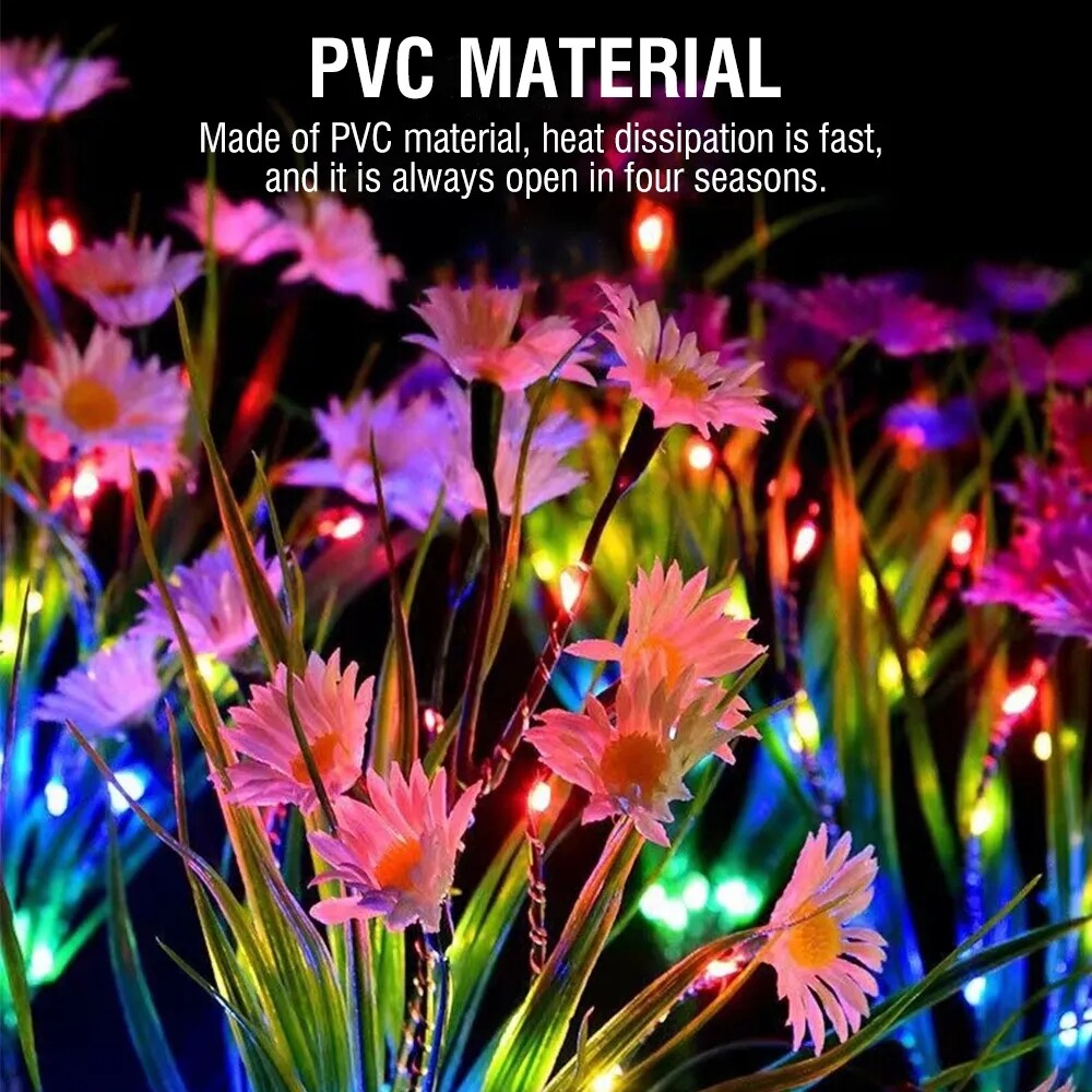 Solar Garden Flower Lights - Waterproof LED Stake Lamps For Yard & Path (Pink)