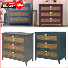 Rattan Dresser for Bedroom 3 Drawer Storage Cabinet Modern study Chest Drawers