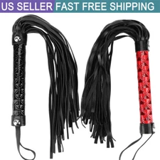 PU Leather Spanking Whip Handle For Couples Spanking Flogger Crop Tassel Adults