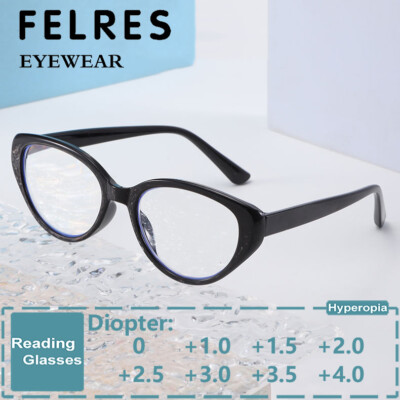 New Cat Eye Anti Blue Light Reading Glasses Women Full Frame Presbyopic Readers