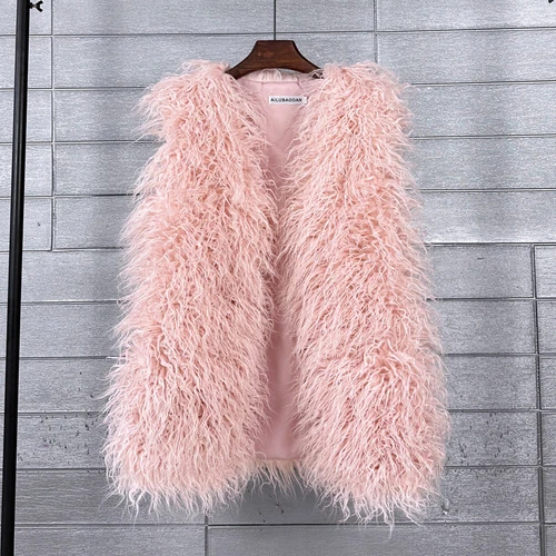 Mujeres Talla Grande Imitación Lana Piel Largo Imitación Skeep Piel Invierno Chaleco Cálido - Imagen 37 de 43