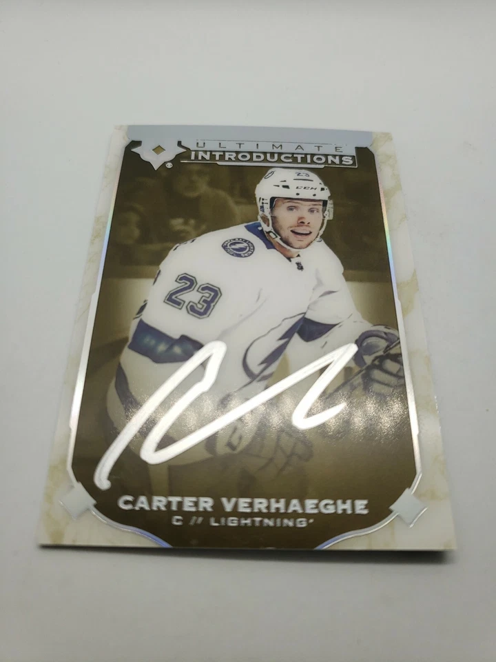 2019-20 UD Ultimate Collection Introductions Carter Verhaeghe Rookie Auto UI-19 - Image 2 of 4