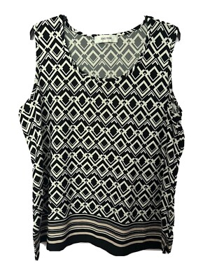 JONES STUDIO Women Stretch Comfy Polyester Tank Top Black White  2X