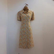 Joe Browns Shirt Dress UK 10 New Yellow Floral Shift Retro Style Button