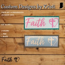 FAITH with CROSS HEART VINYL DECAL STICKER - OUTDOOR 6" W x 1.75" H