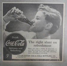 Coca-Cola ad: Fantastic  Artwork! from 1940's 7 x 7 inches The Right Slant !