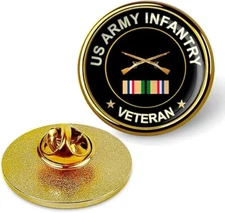 US Army Infantry Veteran Tie Suit Shirt Lapel Pin - Gold
