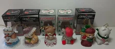 LOT of 6 - Jasco Caring Critter Chimers & L'il Chimer Bisque Porcelain Bell Orna