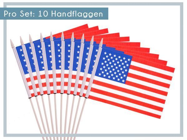 USA Handflagge Amerikanische Fahne Flagge Amerika Deko Flaggenstab Stockflagge