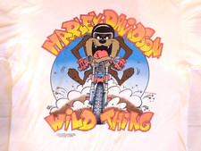 Vintage 1991 Looney Tunes Taz Harley Davidson Wild Thing T-Shirt 90s Size L