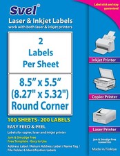 Svel Shipping Labels for Laser  Inkjet Printers, 8.5  x5.5  Round 100 Sheets 