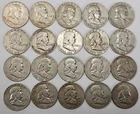 90% SILVER FRANKLIN HALF DOLLAR - FULL ROLL - 20 COINS - MIXED DATES