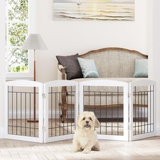 PAWLAND 4-Panel Foldable Pet Gate - Freestanding, 80x24 - Indoor, Door, Stairs