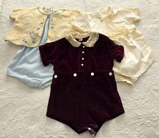 Vtg LOT Baby Childs OUTFITS Lace Collar Velvet Romper HAND MADE Smocked MORE 