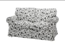 USED Ikea EKTORP Cover for 2-seat sofa,Hovbi White/Black FLORAL 701.196.23